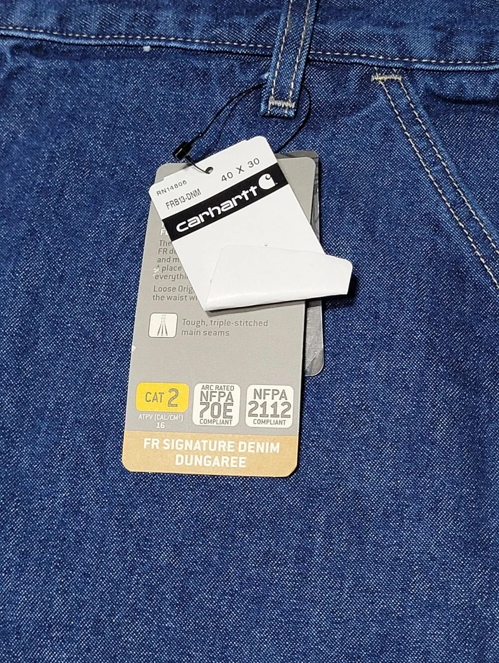 Carhartt FR Signature Fit Dungaree Mens Work Jeans Mens Sz 40x30 FRB13 DNM NWT